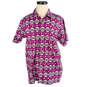 Good & Plenty Vintage 2001 Candy-Themed Button-Up Shirt L Pink/White/Black